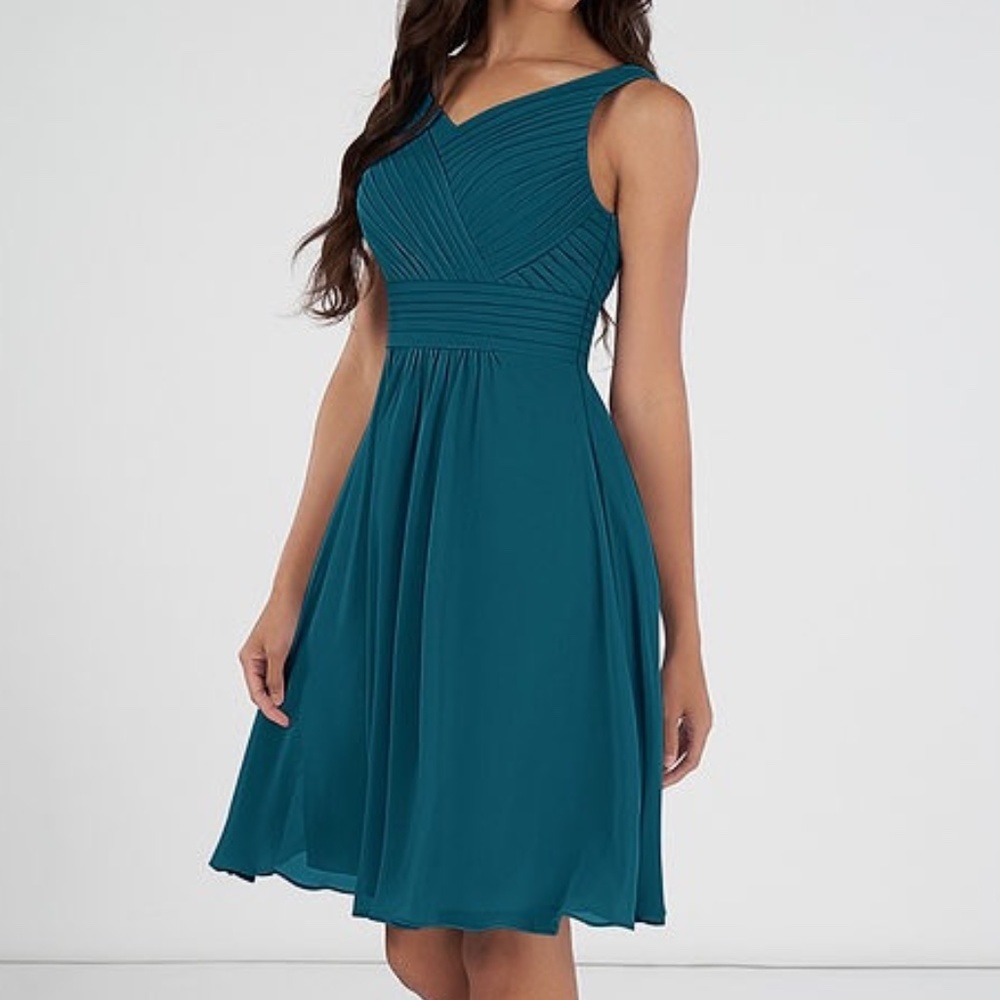 Azazie Teal Bridesmaid Dress Size 14